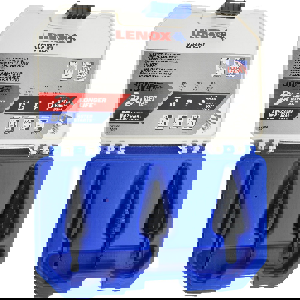 Drill Bit Set: Step Drill Bits, 3 Pc, 1